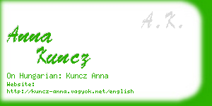 anna kuncz business card